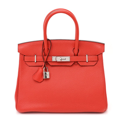 Hermes Taurillon Clemence Birkin 30 Rouge Pivoine 1 of 13