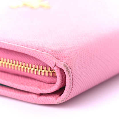 Prada Saffiano Colour Metal Compact Wallet Begonia Giada 10 of 10