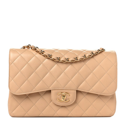 Chanel Caviar Quilted Jumbo Double Flap Beige 1 of 10