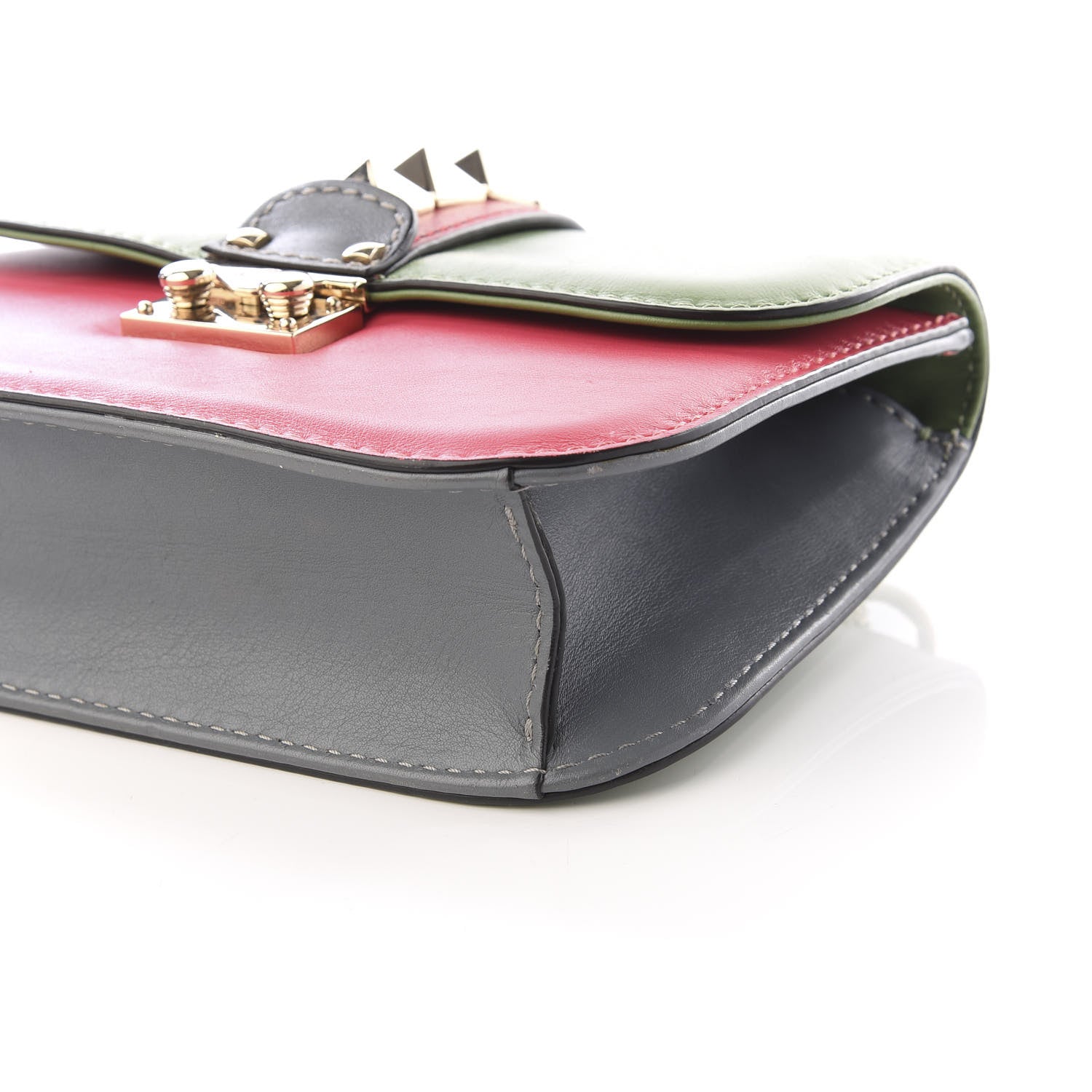 Valentino Garavani Vitello Small Glam Lock Rockstud Flap Green Deep Rose Grey Scarlet 6 of 8