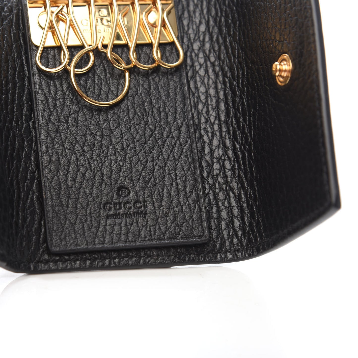Dollar Calfskin GG Supreme Monogram GG Marmont 6 Key Holder Case Black Beige Ebony