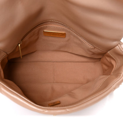 Chanel Shiny Lambskin Quilted Medium Chanel 19 Flap Beige 5 of 10