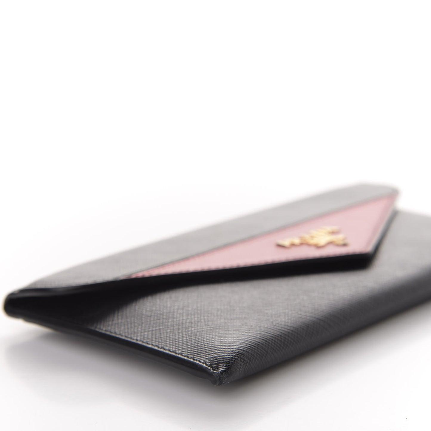 Saffiano Bi-Color Envelope Wallet Black Fuoco