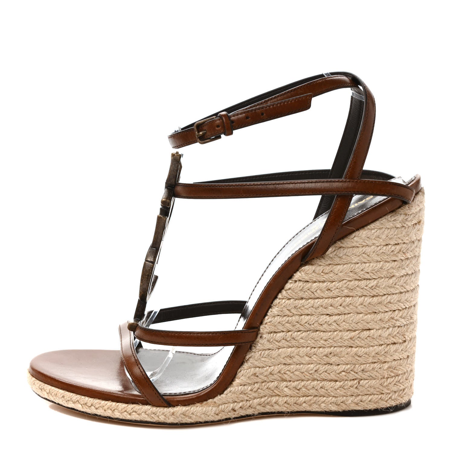 Saint Laurent Calfskin Cassandra 105 Espadrille Wedges 41 Bruciato 1 of 9