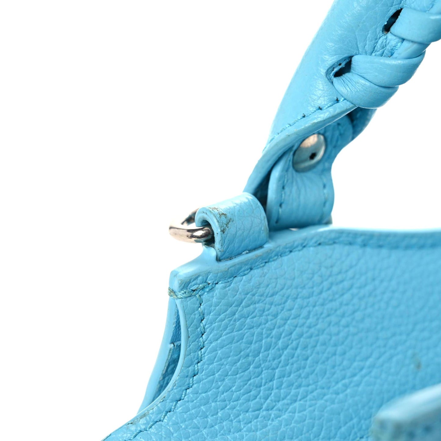 Grained Calfskin Neo Classic Silver Hardware Mini City Azur