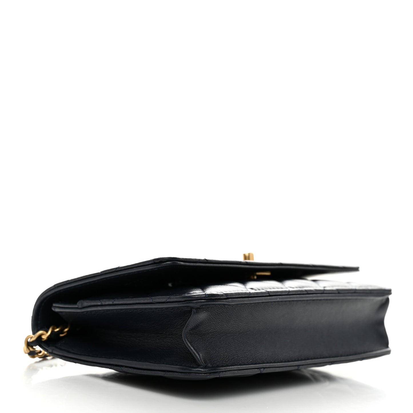 Lambskin Quilted Pearl Crush Wallet on Chain WOC Navy