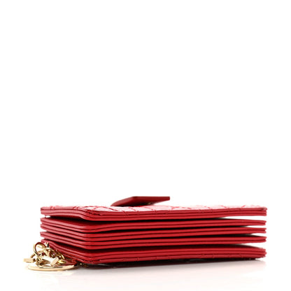 Christian Dior Patent Cannage Lady Dior 5-Gusset Card Holder Rouge Vif 4 of 9