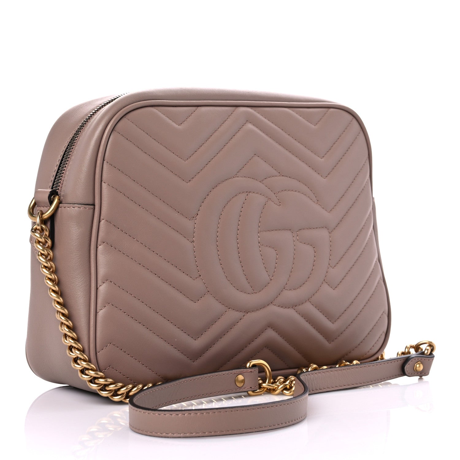 Gucci Calfskin Matelasse Medium GG Marmont Chain Shoulder Bag Porcelain Rose 3 of 11
