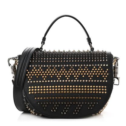 Christian Louboutin Calfskin Mix Chevron Spikes Panettone Messenger Black 1 of 10