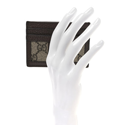 Gucci GG Supreme Monogram Textured Dollar Calfskin Ophidia Card Holder Beige Ebony New Acero 2 of 7