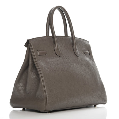 Hermes Taurillon Clemence Birkin 35 Etain 10 of 29