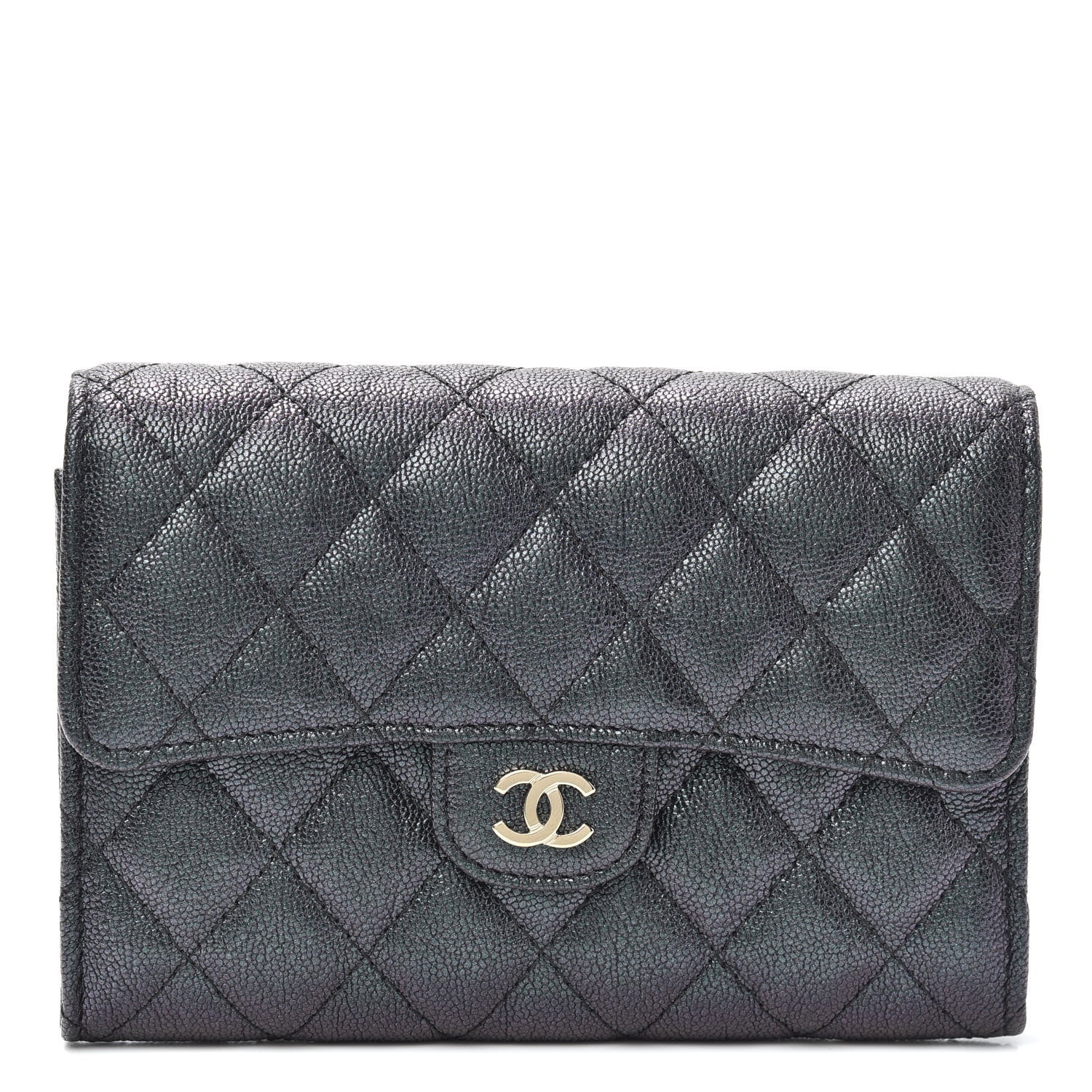 Chanel Iridescent Caviar Quilted Medium Flap Wallet Black 1 of 8
