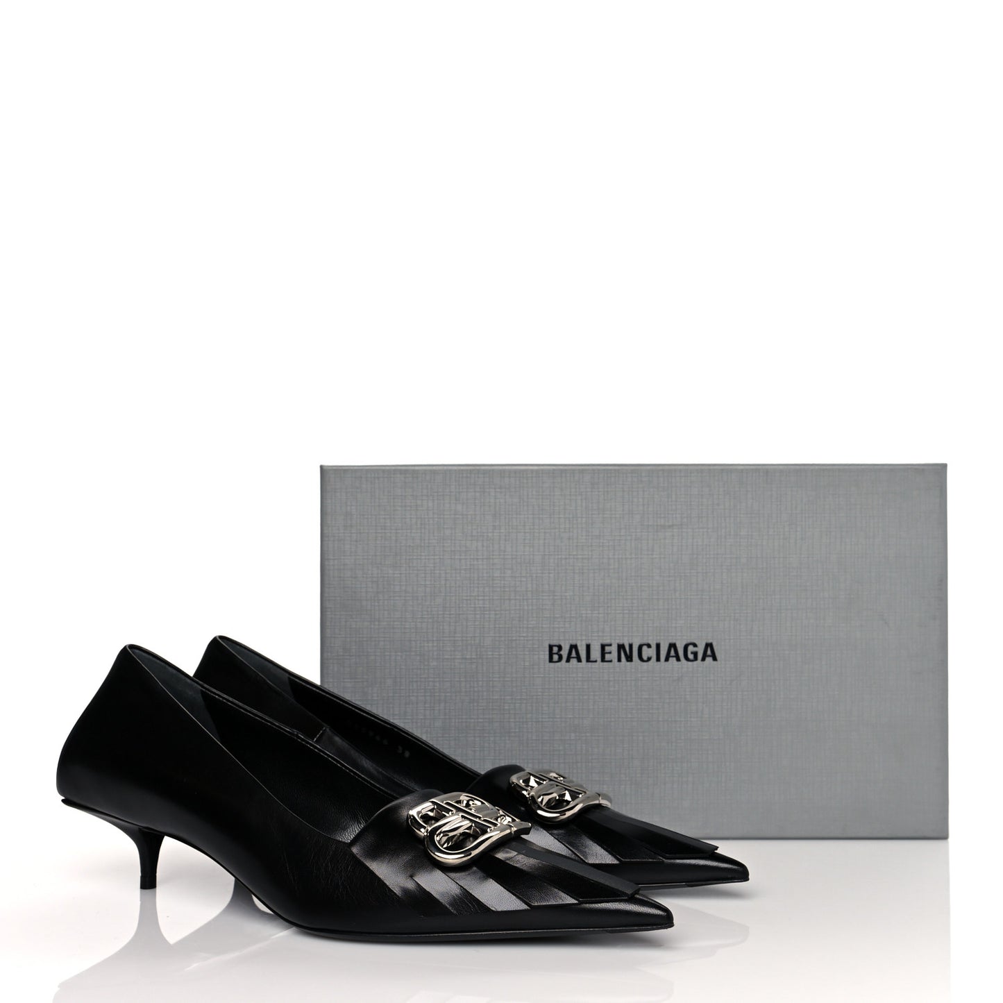 Shiny Kidskin Fringe Pointy Toe BB Knife Pumps 38 Black