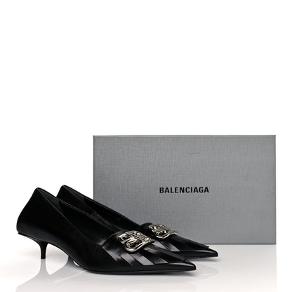 Balenciaga Shiny Kidskin Fringe Pointy Toe BB Knife Pumps 38 Black 8 of 8