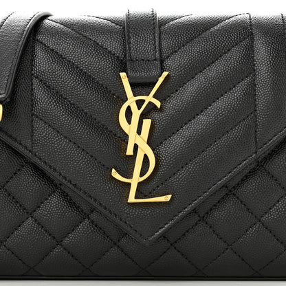Saint Laurent Grain De Poudre Textured Mixed Matelasse Triquilt Small Monogram Satchel Black 8 of 11