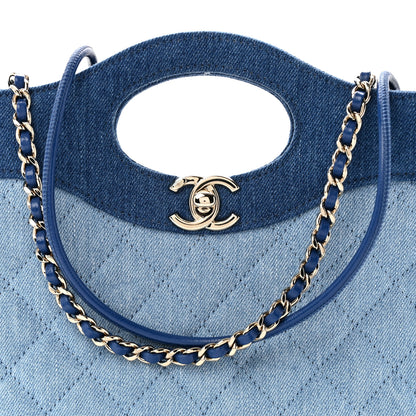 Chanel Denim Quilted Mini 31 Shopping Bag  Light Blue Dark Blue 8 of 11
