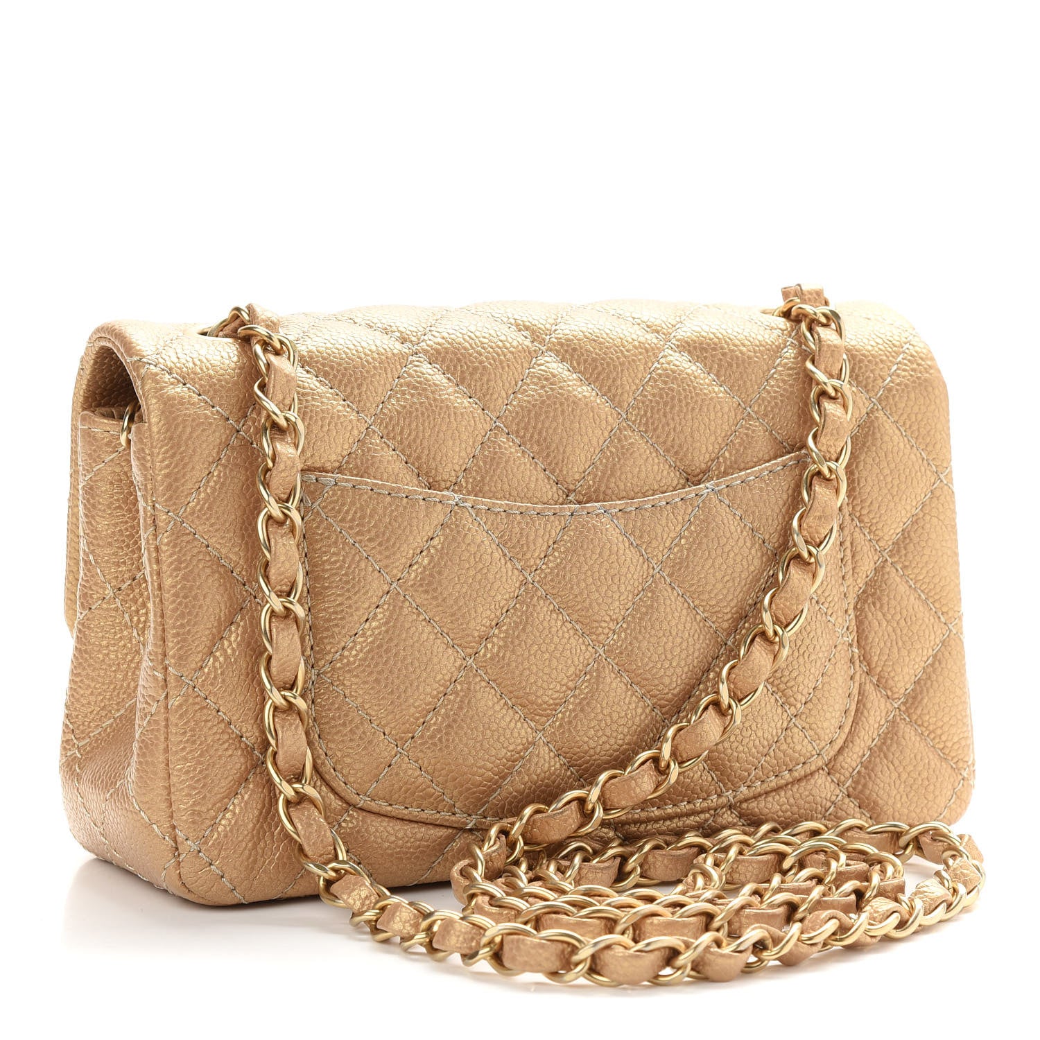 Chanel Metallic Caviar Quilted Mini Rectangular Flap Gold 3 of 9