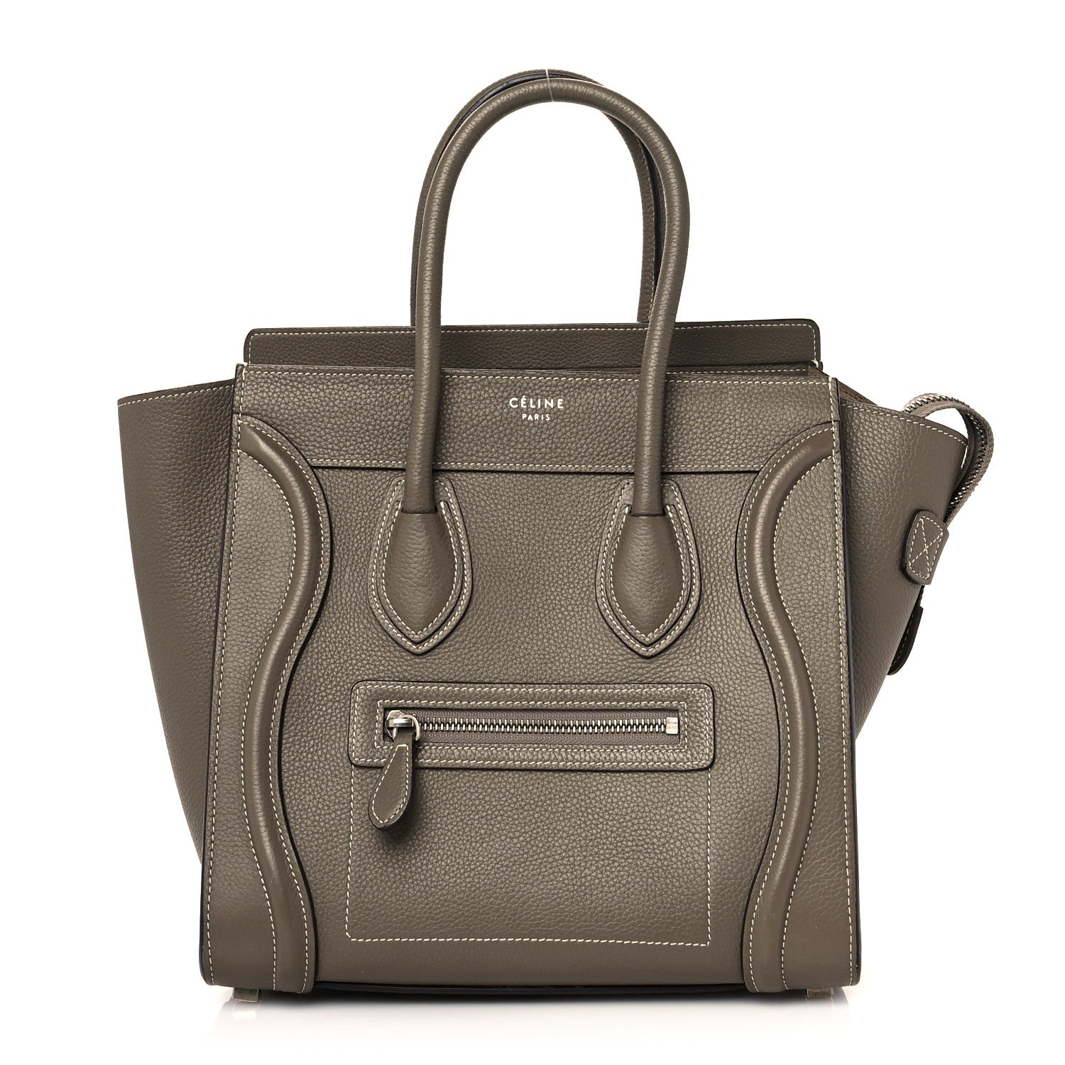 Celine Drummed Calfskin Micro Luggage Souris 1 of 8