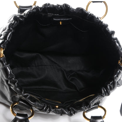 Miu Miu Vitello Lux Leather Gathered Tote Black 5 of 8