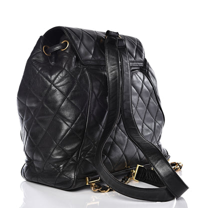 Chanel Lambskin Quilted Drawstring Backpack Black 2 of 10