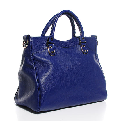 Balenciaga Chevre Gold Metallic Edge Hardware Velo Bleu Roi 3 of 14