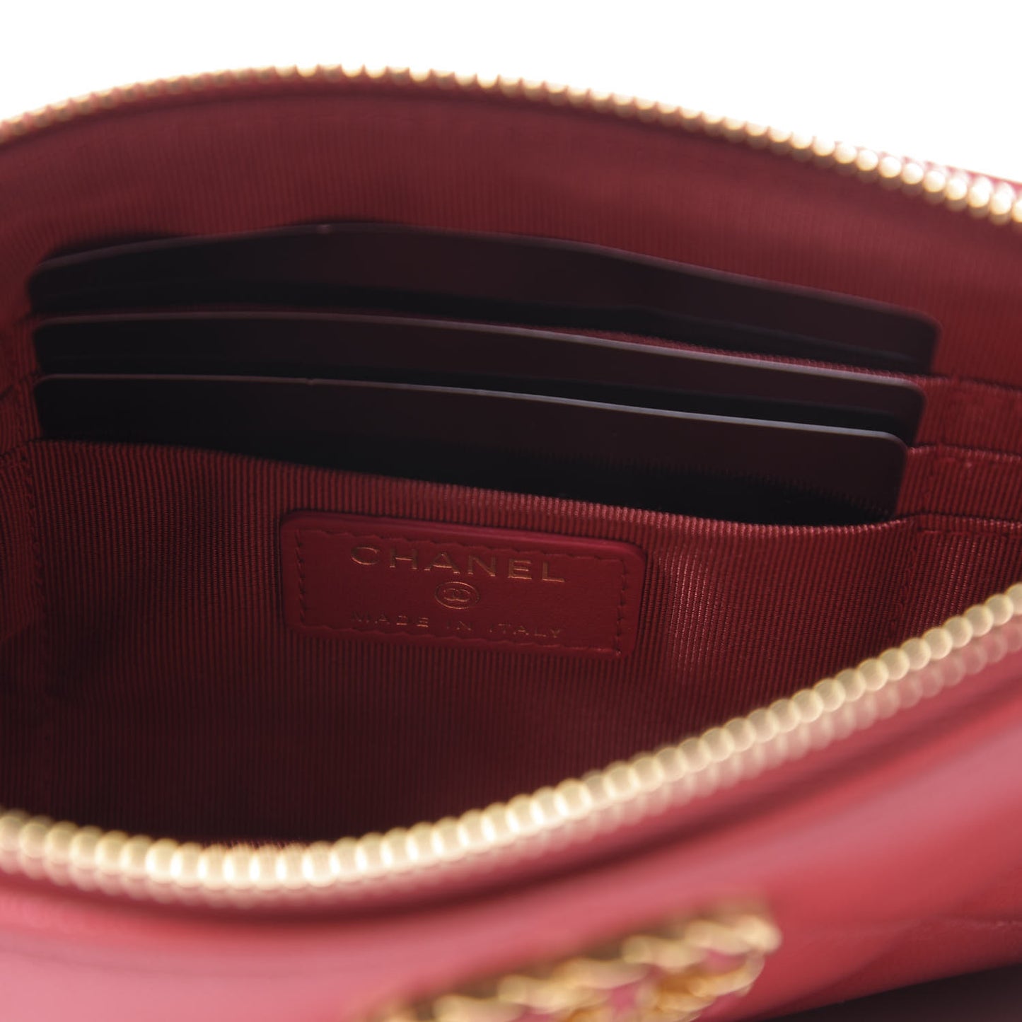 Goatskin Quilted 19 Cosmetic Case Red