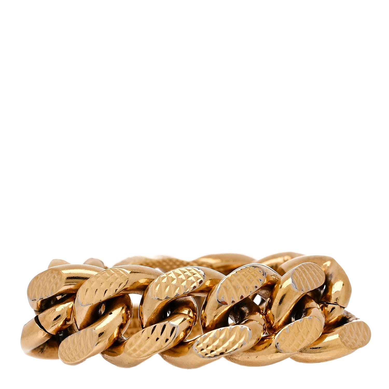 Gucci Metal Interlocking Interlocking Gourmette Chain Ring 56 7.5 Gold 3 of 5