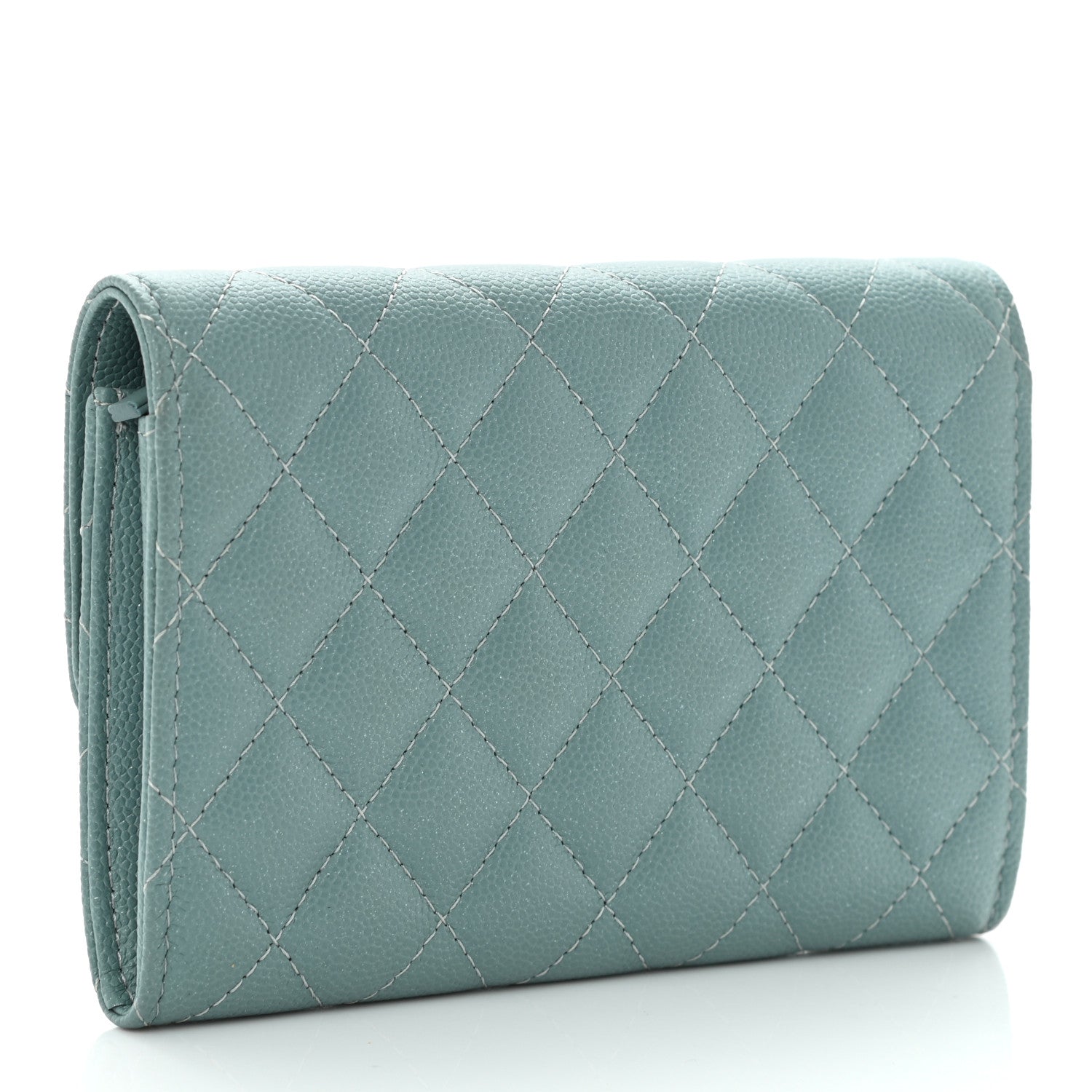 Chanel Iridescent Caviar Quilted Medium Flap Wallet Light Blue 3 of 10