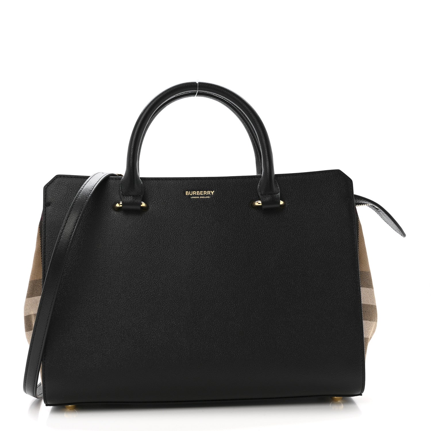 Burberry Calfskin Mega Check Small Banwell Tote Black 1 of 11
