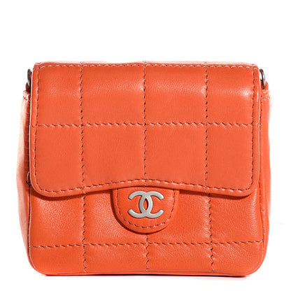Chanel Lambskin Square Stitched Micro Convertible Flap Belt Bag Orange 1 of 10