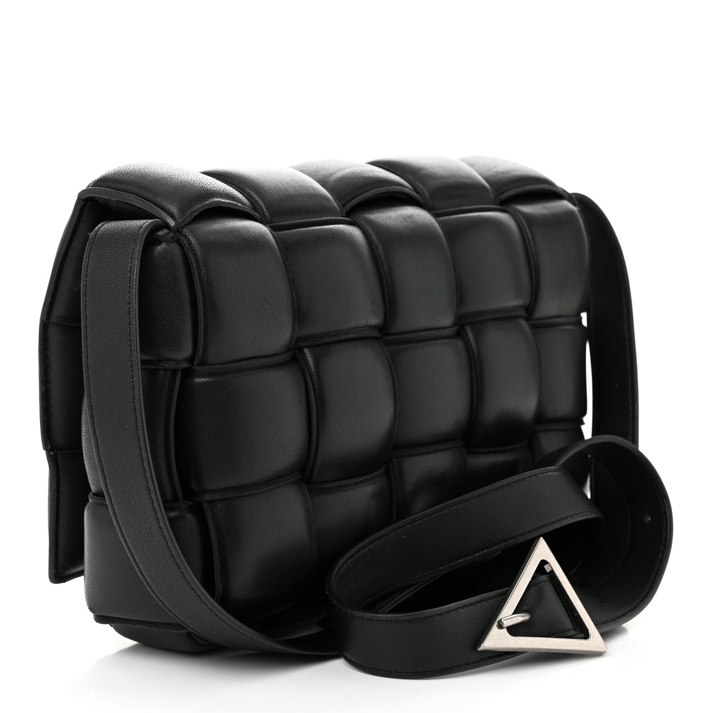 Nappa Maxi Intreccio Padded Cassette Crossbody Bag Black