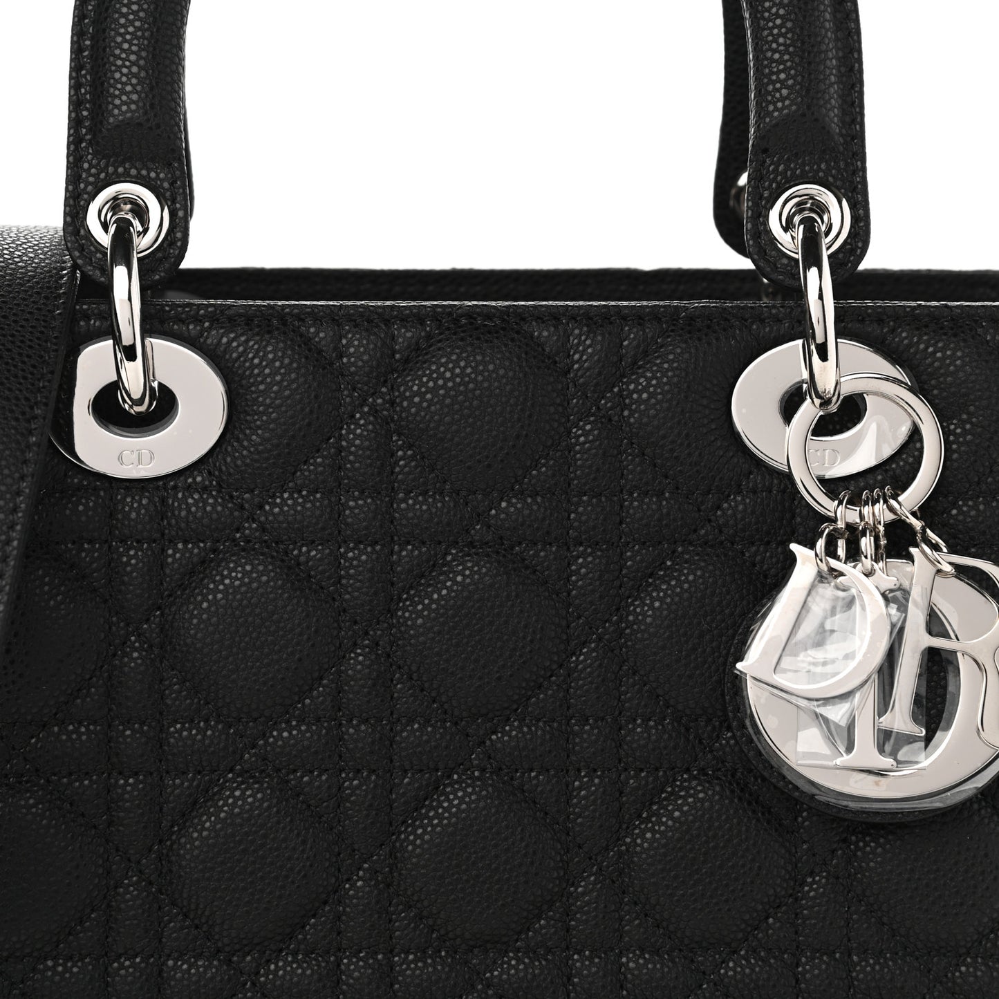 Grained Calfskin Cannage Medium Lady Dior Black