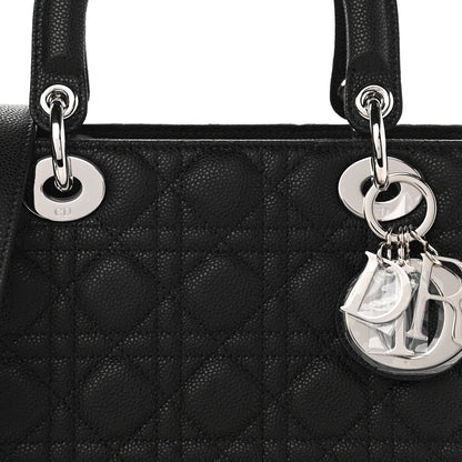 Christian Dior Grained Calfskin Cannage Medium Lady Dior Black 8 of 11
