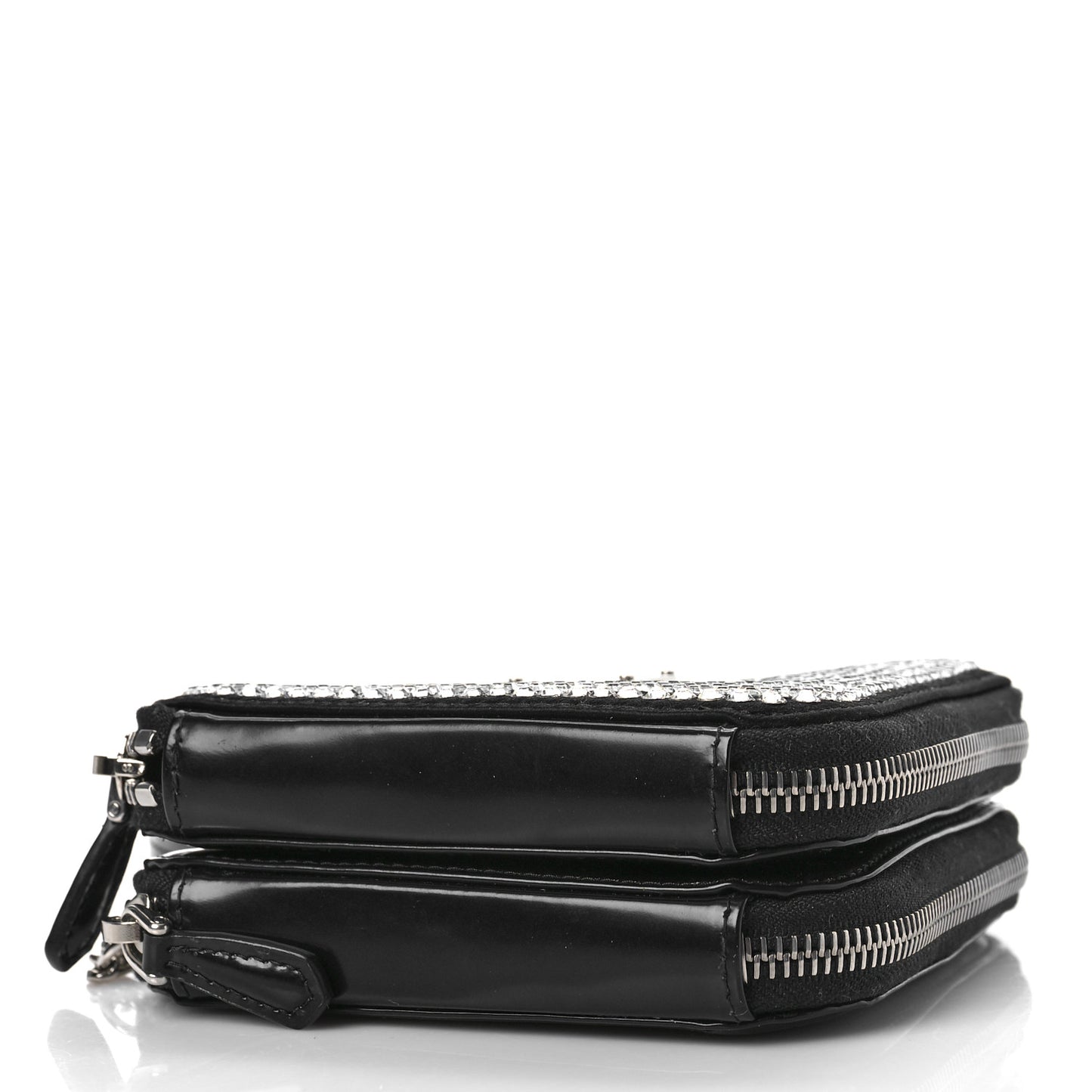 Satin Crystal Mini Triangle Crossbody Pouch Cristal