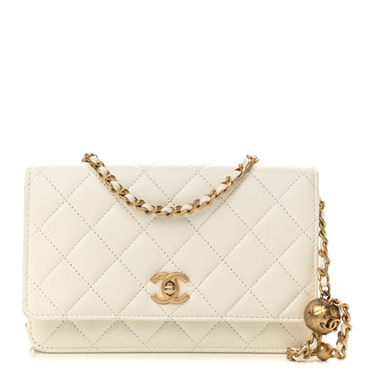 Chanel Lambskin Quilted CC Pearl Crush Wallet on Chain WOC White 1 of 11