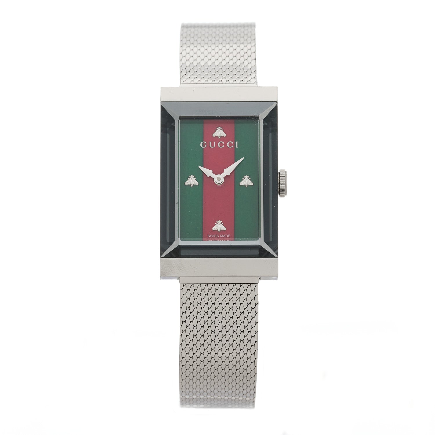 Gucci Stainless Steel 21mm Web G-Frame Quartz Watch Green 1 of 4