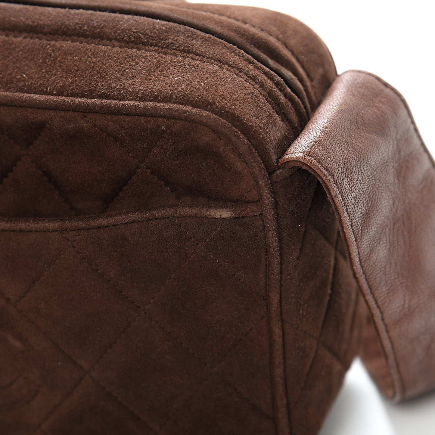 Suede Quilted Tassel CC Camera Case Brown