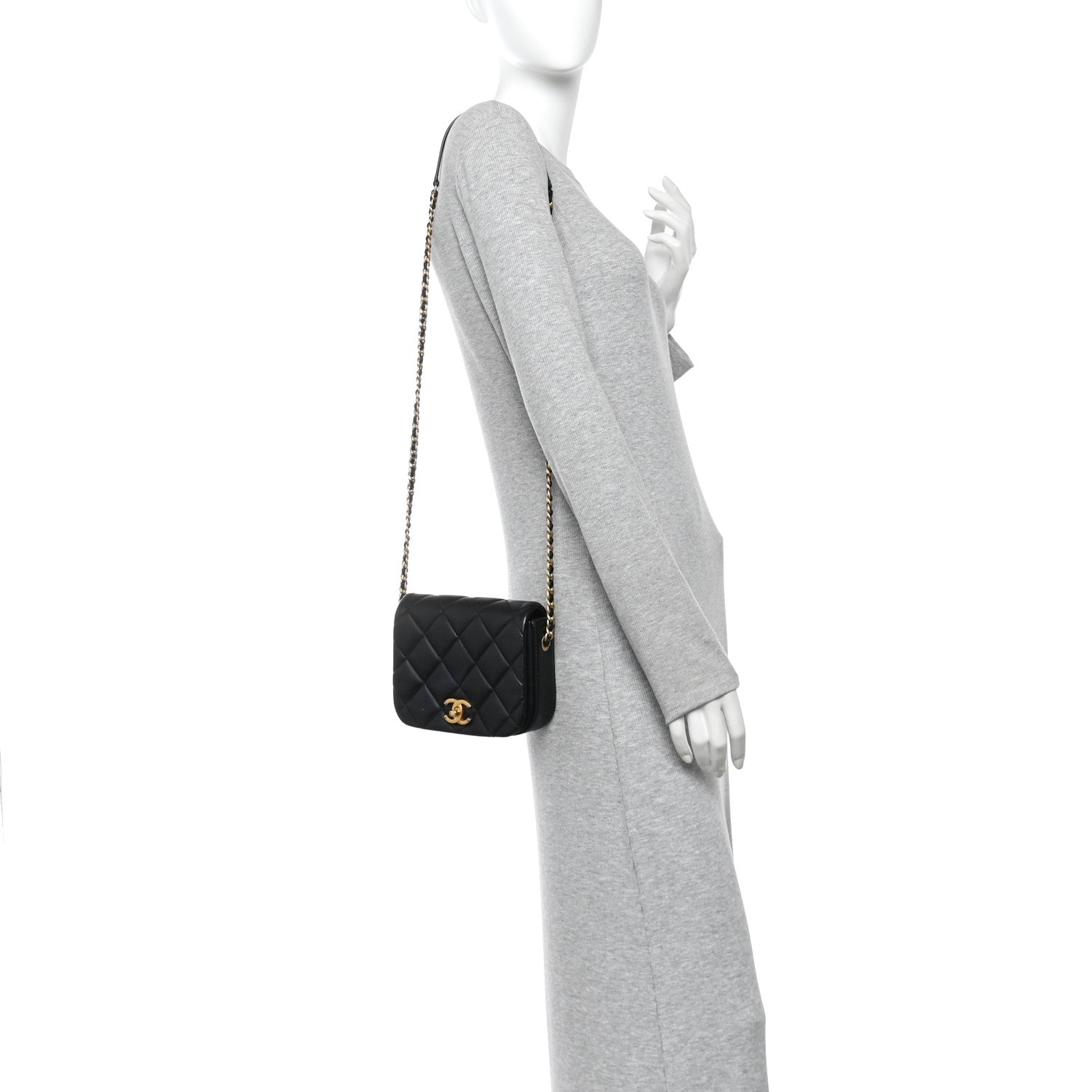 Chanel Calfskin Quilted Mini Nailed CC Flap Bag Black 2 of 11