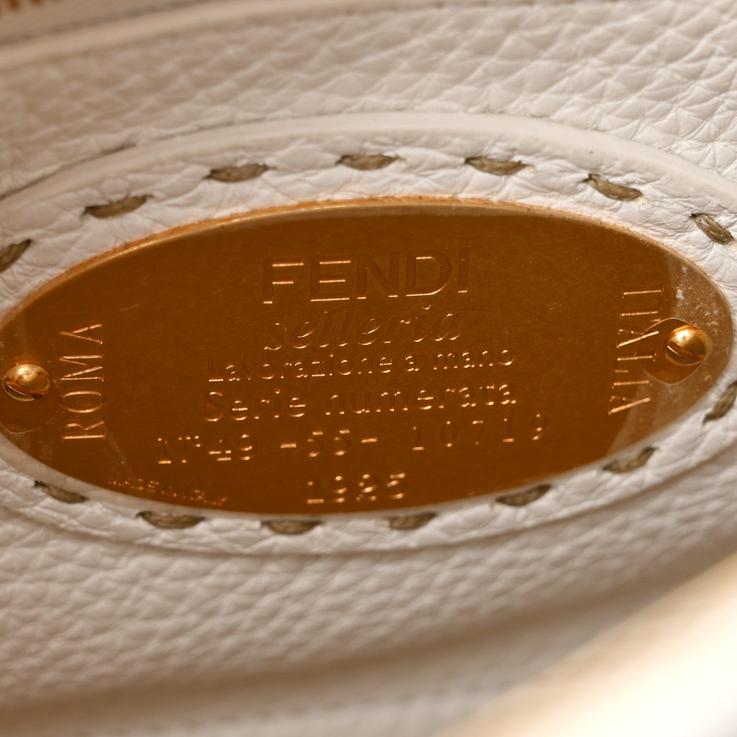 Fendi Cuoio Romano Selleria Mini Peekaboo Iconic Satchel White 7 of 14