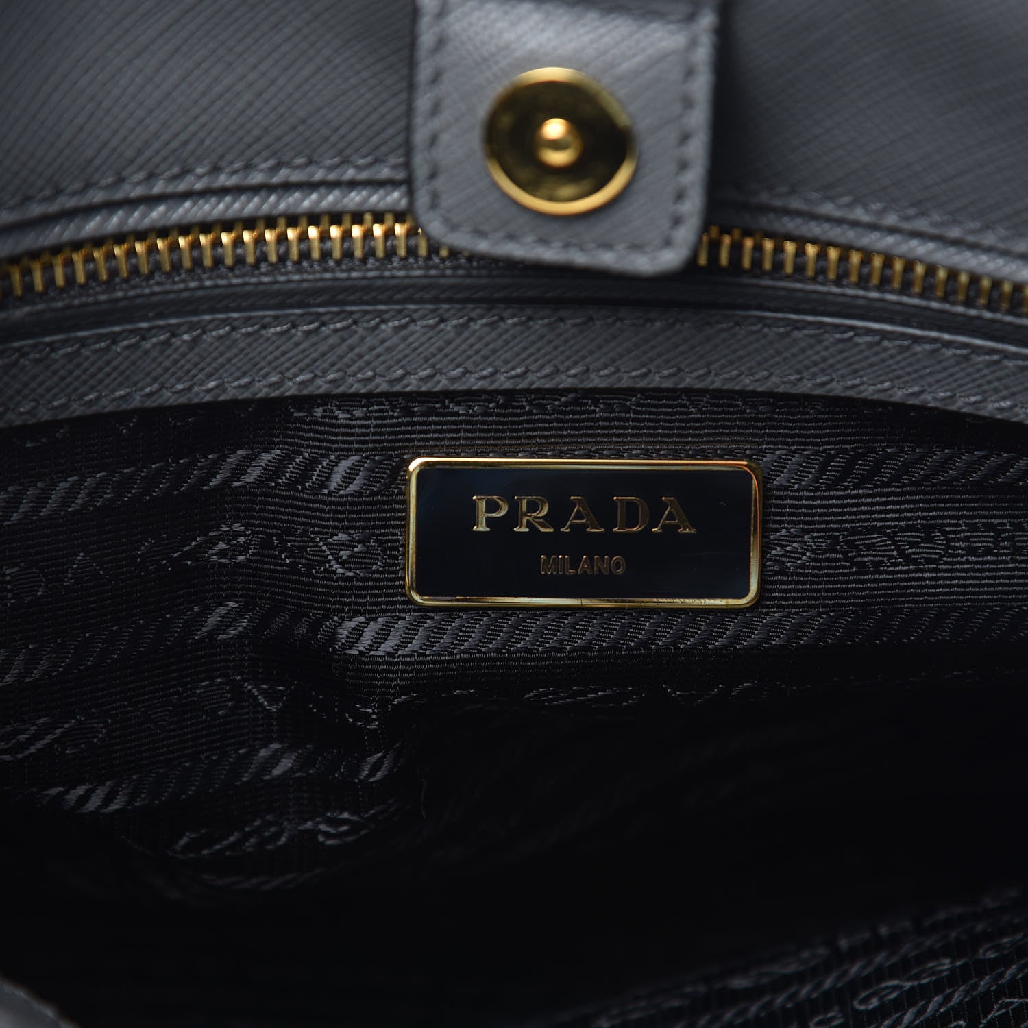 Prada Saffiano Lux Bi-Color Medium Tote Mercurio Black 6 of 9
