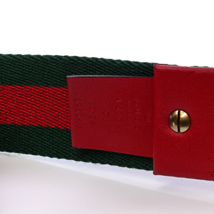 Gucci Web Feline D Ring Belt 90 36 Red Green 3 of 4