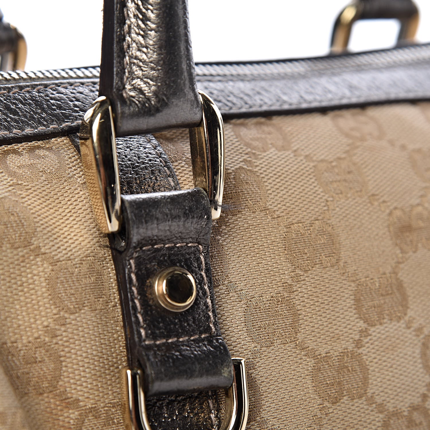 Gucci Monogram Small Abbey Boston Metallic Brown 16 of 19