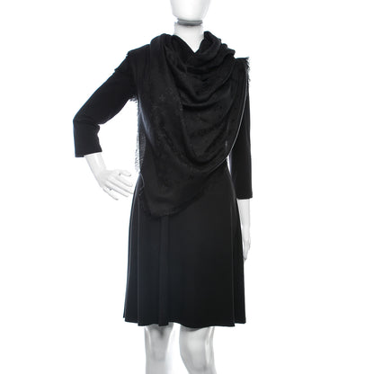 Louis Vuitton Silk Wool Monogram Shawl Black 2 of 4