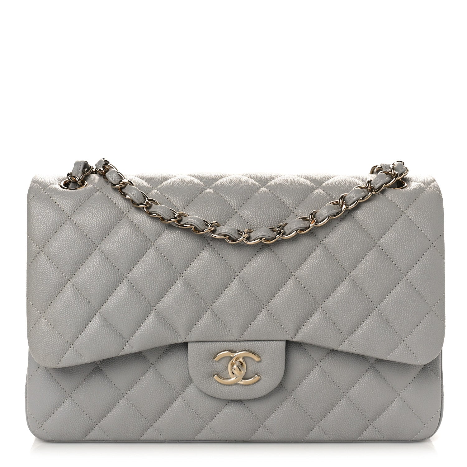 Chanel Caviar Quilted Jumbo Double Flap Grey 1 of 9
