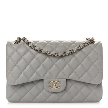 Chanel Caviar Quilted Jumbo Double Flap Grey 1 of 9