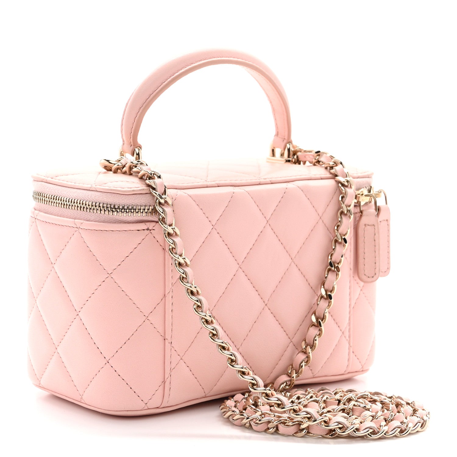 Chanel Lambskin Quilted Small Top Handle Vanity Case With Chain Light Pink 3 of 11