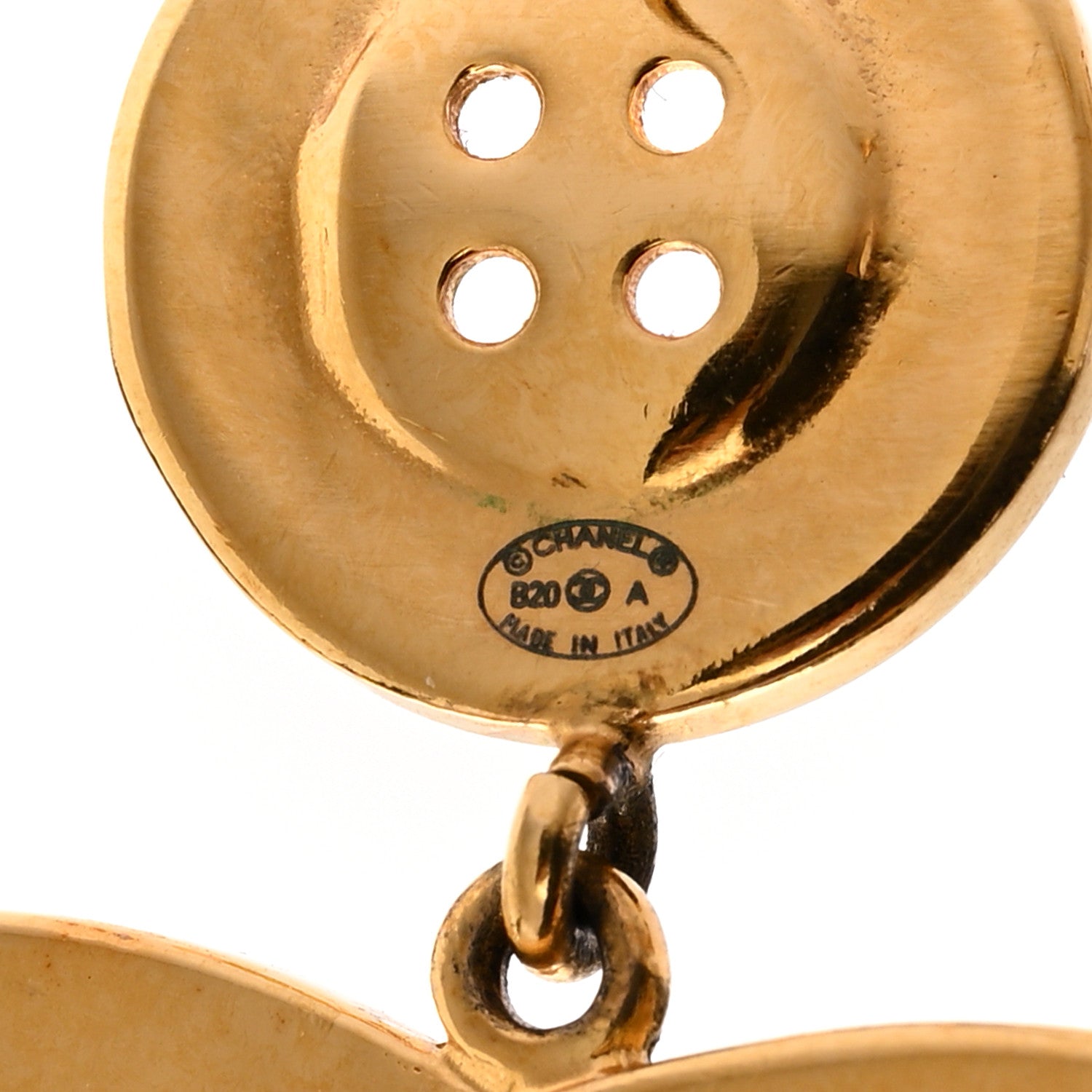 Chanel Metal Large Paris Button Earrings Gold 4 of 8