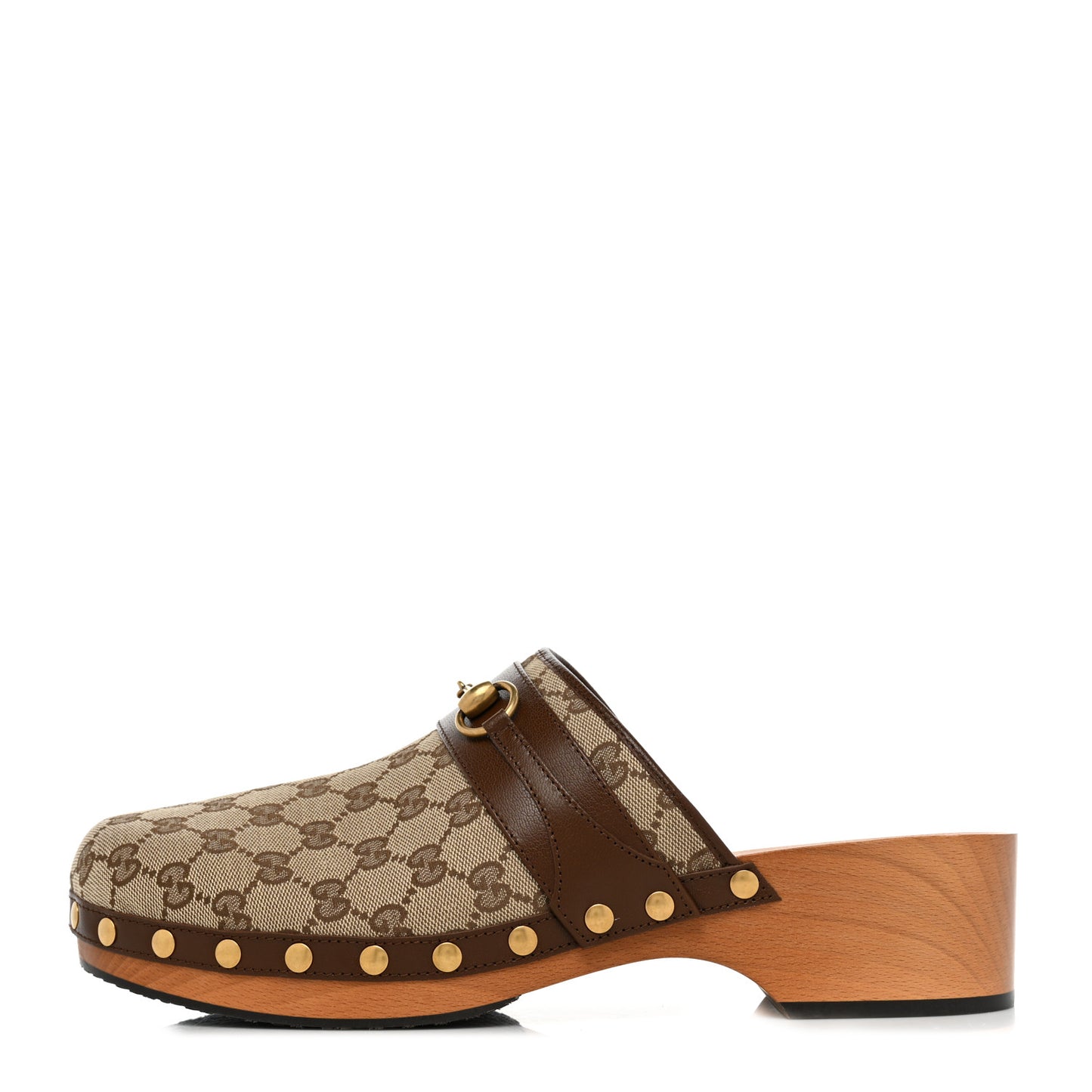 Monogram Quentin Goatskin Womens Horsebit Clog Mules 12 Beige Ebony Brown Sugar