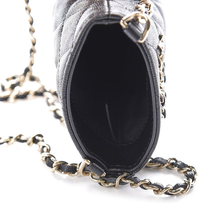 Chanel Caviar Quilted French New Wave Phone Holder With Chain Black 5 of 12