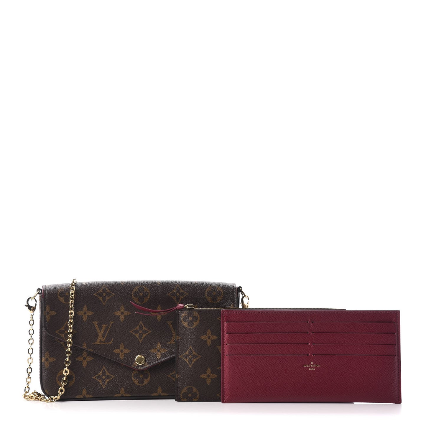 Monogram Pochette Felicie Chain Wallet Fuchsia